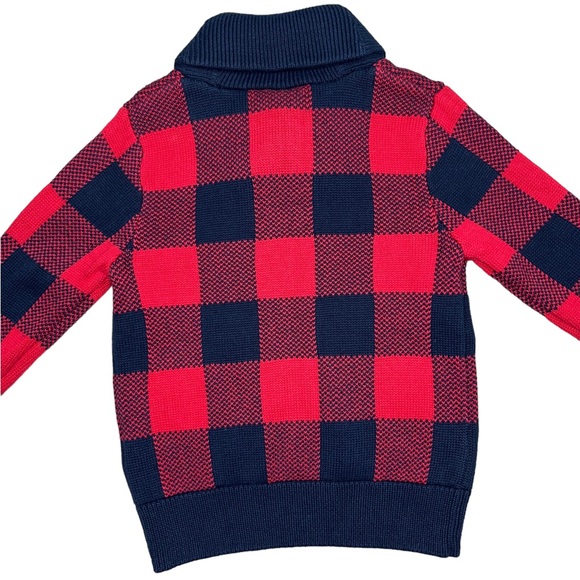 NWT GAP Plaid Cowl Neck Sweater 4T Navy Blue Red Holiday Buffalo Check Sweater - Picture 6 of 9